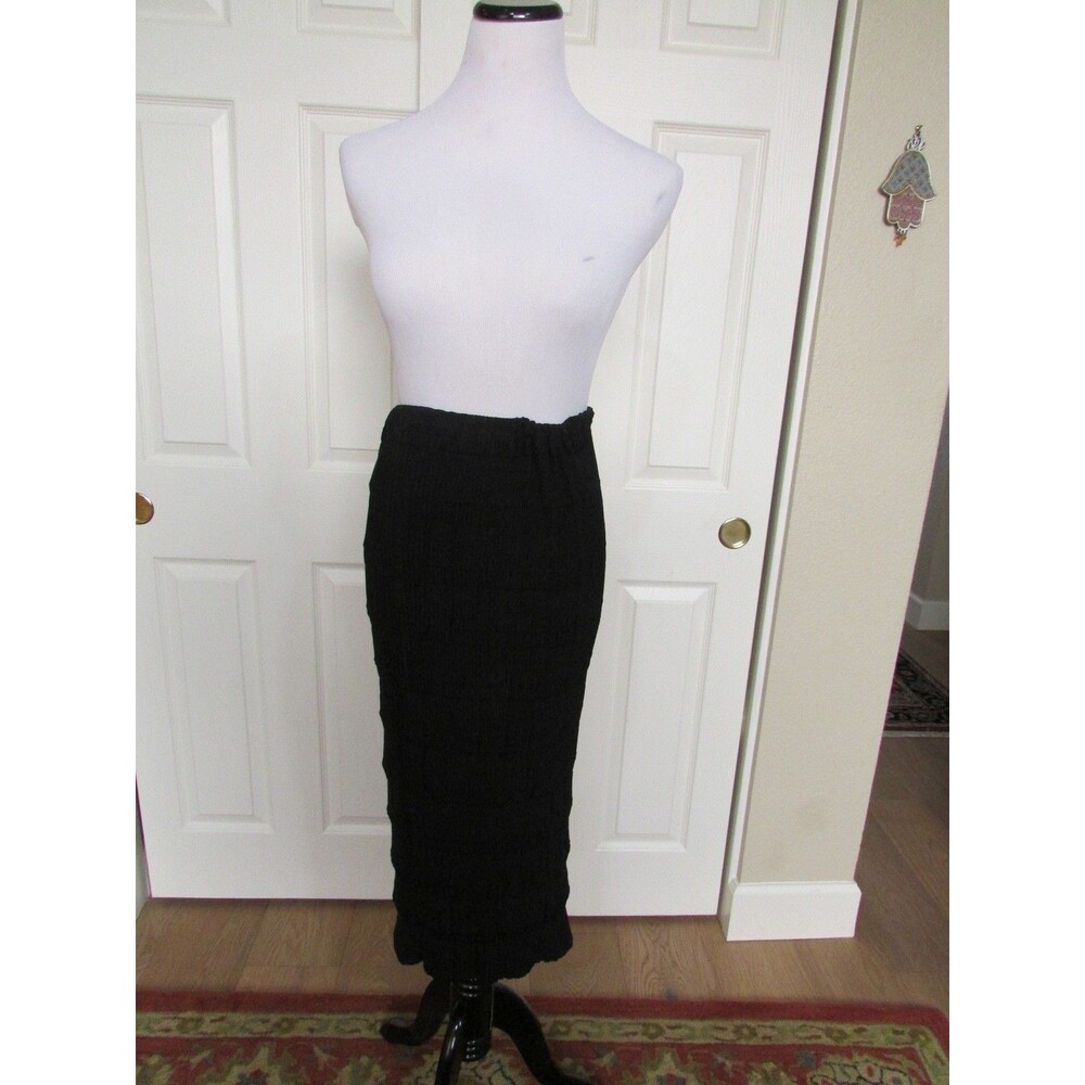 Babette San Francisco Pleated Pencil Maxi Skirt Black Microfiber Style SZ XS